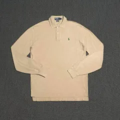 M Polo ポロ Ralph Lauren(ラルフローレン) ベージュ 長袖 コットン ポロTシャツ