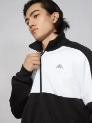 カッパ メンズ ブラック アンド 白 Regular フィット ジッパー トラック ジャケット