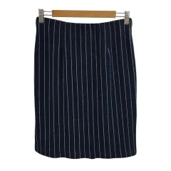 ナチュラルビューティーベーシック NATURAL BEAUTY BASIC スカート タイト 膝丈 ストライプ ウエストゴム L 紺 白 ネイビー ホワイト