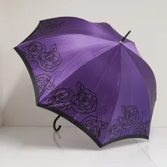 耐風傘 LANVIN COLLECTION ランバンコレクション USED品 フラワー ブランド ロゴ 華やか パープル ジャンプ 60cm A3634