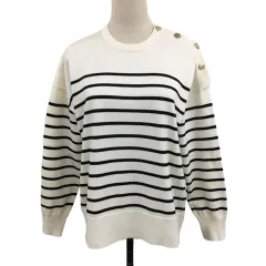 オペークドットクリップ OPAQUE.CLIP セーター ニット プルオーバー クルーネック ボーダー 長袖 M 白 黒 ホワイト ブラック