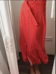 ZARA(ザラ) ベルトセット マーメイド ロング丈スカート 66 赤 ザンドット M