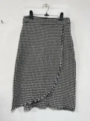 N5438 zara ZARA(ザラ) チェック ツイード スカート 外科用フリンジ