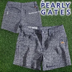PEARLY GATES パーリーゲイツ ゴルフ コットン混 カルゼ グラデーションロゴ 総柄 ストレッチ ショートパンツ ショーパン ゴルフウェア 055-2232804 定価2.7万 ネイビー  ▲030▼50611w10