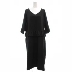 ソマリイマジネーション somari imagination タグ付き ワンピース ロング丈 F 黒 ブラック Vネック 七分袖 フリル /SX ■ECF003