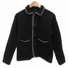 グリーンレーベルリラクシング ユナイテッドアローズ green label relaxing ニットジャケット 160 ステッチデザイン 長袖 レギュラーカラー 黒 ブラック /NU ■ECG001