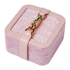 高級感 レトロ ジャカード ジュエリーボックス 小さな 収納 旅行用 コンパクト 10*10*5cm