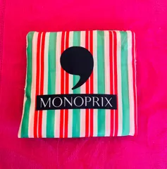 MONOPRIX モノプリ最新エコバッグ ストライプ 赤 緑 白