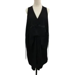 バッカ BACCA ワンピース Iライン ひざ丈 Vネック 無地 ノースリーブ 1 黒 ブラック