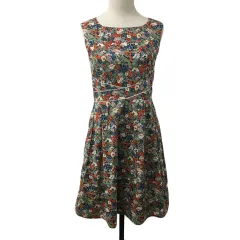 ディアプリンセス Dear princess ワンピース フレア Aライン ミニ 花柄 総柄 マルチカラー ノースリーブ 赤 白 レッド ホワイト