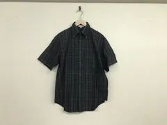 本物ユナイテッドアローズUNITEDARROWSブルーレーベルコットンチェック柄半袖シャツメンズワークアメカジミリタリービジネススーツモードゴルフドレスグレーL日本製