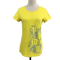 プーマ PUMA Tシャツ カットソー プルオーバー ラウンドネック プリント 刺繍 ロゴ 半袖 L 黄 青 イエロー ブルー