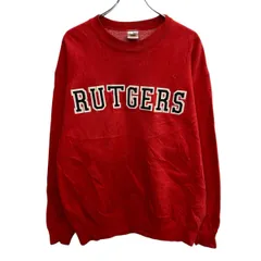 90s USA製 FRUIT OF THE LOOM プリントスウェット トレーナー L レッド フルーツオブザルーム プルオーバー 90年代 厚手 秋物 a803-6514