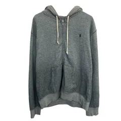 90s Polo by Ralph lauren ジップフーディー XL グレー ポロバイラルフローレン ジップアップ 90年代 無地スウェット フーディー a803-6515