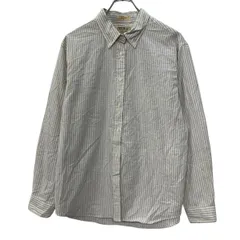 ～90s USA製 L.L.Bean 長袖 ストライプシャツ L～ ホワイト エルエルビーン ボタンダウン ボタン ～90年代 ストライプ柄 春秋物 a803-6517のサムネイル