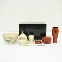 茶道具 桑茶箱 織部焼 茶碗 菊桐蒔絵 棗 茶筌筒など 十点 一式 V A228