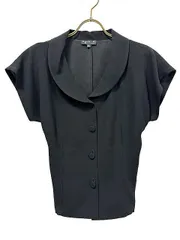 【中古】agnès b. 　アニエスベー　ブラウス　トップス　ブラック　36サイズ　日本製　半袖＿S23＿＿セルモアから出品＿s-0877-r23