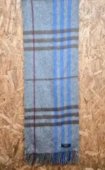 バーバリー 正規品 カシミア マフラー イギリス製 チェック (ケアラベル 剥がれ)