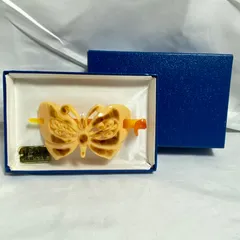 べっこう 鼈甲 髪留め バレッタ かんざし 髪飾り 櫛 蝶 【箱入り】Sのサムネイル