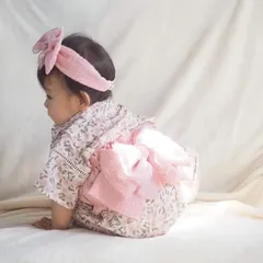 《新品》帯付き 浴衣ロンパース 花柄 ピンク 70㎝ mocmof ベビー 566140