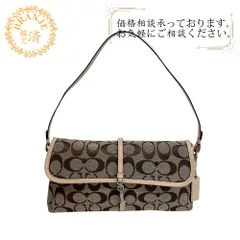 COACH コーチ 6348 アクセサリーポーチ ワンショルダーバッグ シグネチャー  キャンバス ハンドバッグ ブラウン レディース