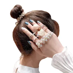 【特価】ラバーバンド 髪飾り ヘアアレンジ 子供 ビーズ 大人 パール風 ins人気 おしゃれ 可愛い 髪ゴム お洒落 ヘアアクセサリー (パール風 ヘアゴム 3点セット)