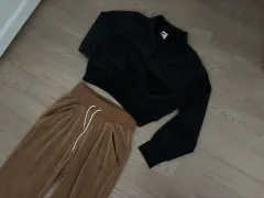 ナイキ コーデュロイ ベロア ツアーベルベット 半クロップド丈 ハーフジップ カラーTシャツ ワイド ジョガー SET レディース Mサイズ