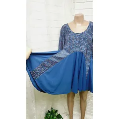 --- 5 000 一つ... ( 44 サイズ 青 ワイド フレア ワンピース 422