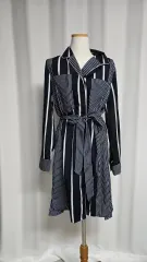 ストライプ シャツ ワンピース ウエスト紐 セット