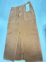 ZARA(ザラ) デニム リンネム ロング丈スカート