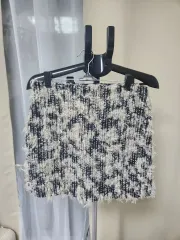 ツイード ミニスカート 黒 白