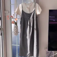 ヴィンテージ チェック ノースリーブ ポケット ワンピース ー