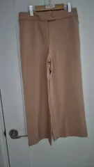 ウエスト後ろゴム ベージュ カラー ワイド スラックス ズボン
