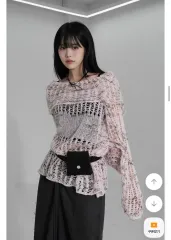 1 (複数回使用) オフショルダー ニット ピンク