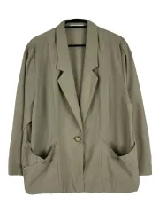 L JPN ポリエステル ワンボタン カジュアル ブレザー ベージュ