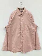 BURBERRY LONDON バーバリーロンドン シャツ/ブラウス L ピンク コットン 無地 ワンポイント ブランドロゴ ミドル丈 長袖 ボタンダウン