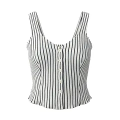 46c24 Miss Dior ミスディオール タンクトップ ノースリーブカットソー ストライプ柄 Mサイズ ホワイト ネイビー レディース 女性用o07tのサムネイル