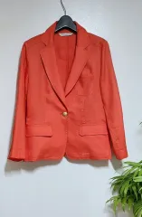 オレンジ カラー リネンジャケット