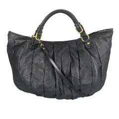 ミュウミュウ キルティング 2WAY ショルダーバッグ Matelassé ハンドバッグ MIUMIU ブラック