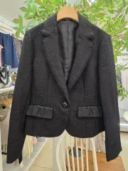 黒 千鳥格子 レディース ジャケット