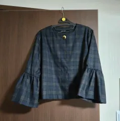 ZARA パフスリーブ チェック ジャケット