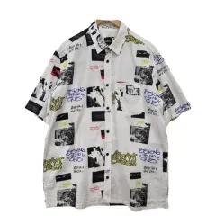 ZARA ZARA(ザラ) ヴィンテージ 白 プリント パターン シャツ MAN L コットン