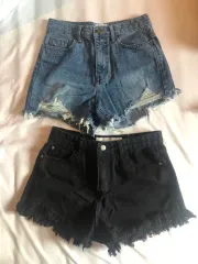 デニム ハーフパンツ ショートパンツ デニム/ブラック (新品)