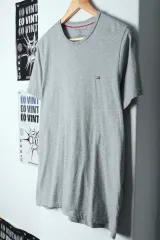 (S-M) トミーヒルフィガー 半袖 Tシャツ グレー 基本-13BCE