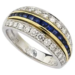 送料無料・返品可♪ピキョッティ サファイア0.94ct ダイヤ0.75ct リング K18WG/YG 17号 新品仕上げ済み♪【中古】のサムネイル
