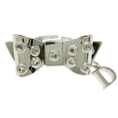 【中古】Christian Dior クリスチャンディオール メタル Dロゴ リボン チャーム リング シルバー 542657 リング・指輪