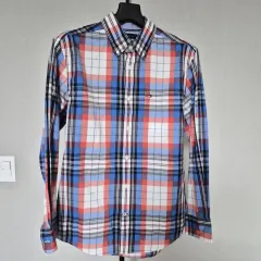 トミーヒルフィガー 100 M ストレッチ チェック柄 シャツ M-長袖-508