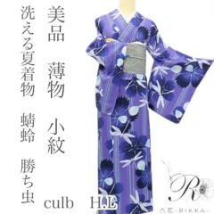 六花-RIKKA- 美品 洗える夏着物 Culb H.L 蜻蛉 勝ち虫 薄物 小紋 着物 A-524-のサムネイル