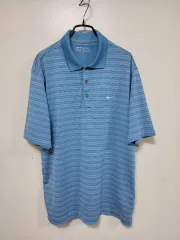 NIKE(ナイキ) ゴルフ ストライプ ポロ Tシャツ ライトブルー