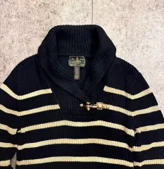 ラルフ ローレン 黒 ラベル コットン Vネックニット